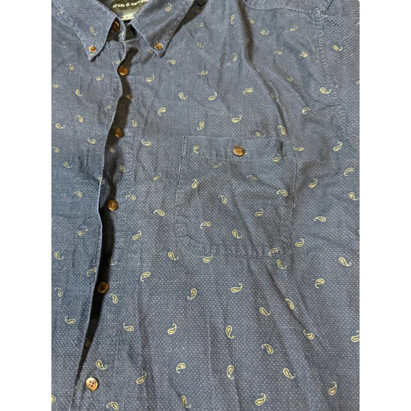 Croft & Barrow Navy Blue Paisley Long Sleeve Corduroy Button Up Shirt Size XLT - Picture 4 of 6